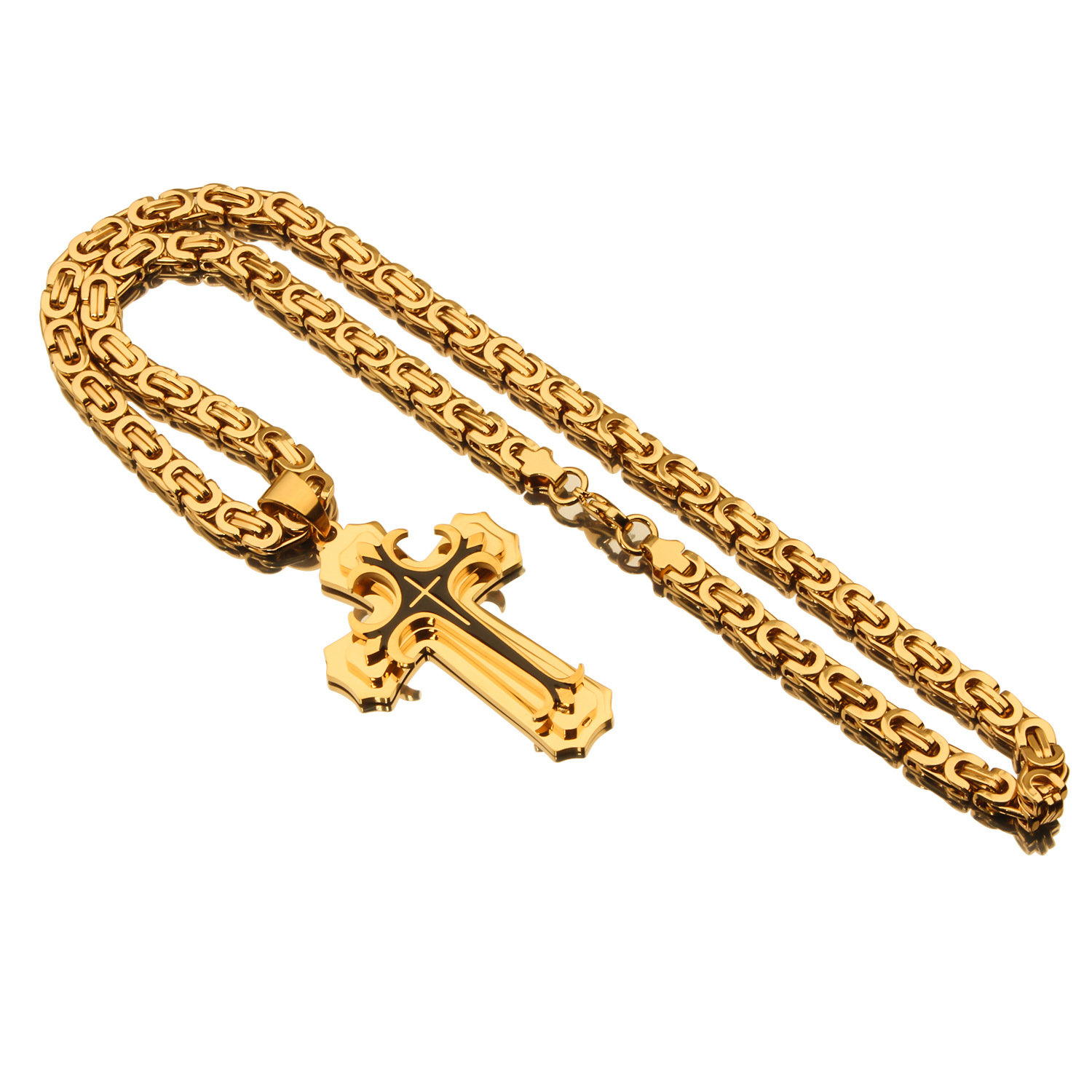 35g Weight Titanium Steel Pendant Material Pendant Necklace Classification Titanium Steel Chain Material 1 Piece Quantity Party, Carnival, Street Occasion Titanium Steel Material Cross Pattern Men's Gender Plating Design Exaggerated, Punk Style Exaggerated Punk Cross Titanium Steel Plating Men's Pendant Necklace 16