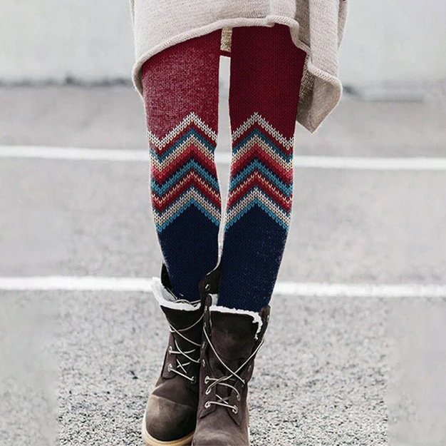Damen Leggings Mit Buntem Joker-print Und Elastischem Bund_voghion.com