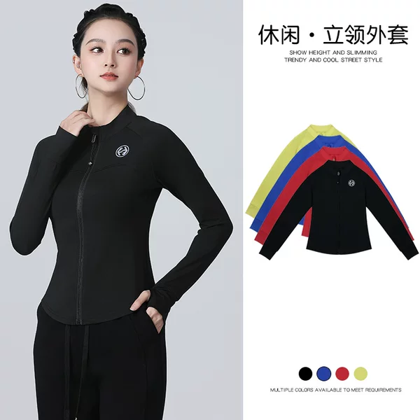 2025 Spring and Autumn New Long Sleeve Collar Jacket Quick-drying Sports Fitness Yoga Clothes Running Clothes