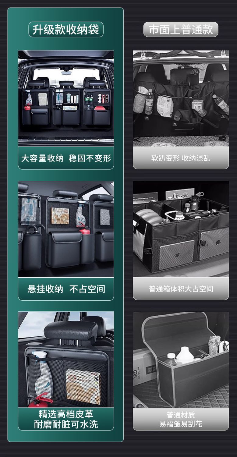 Wholesale of car rear seat storage bags, popular cross-border product, multifunctional black hanging storage bag, car seat back organizer