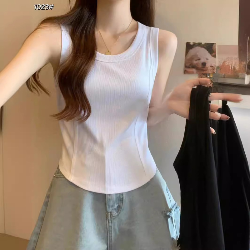 New ins fashionable hot girl slim-fit Fishbone sleeveless bottoming shirt Women's outer wear large U-collar Ant waist inner wide-shoulder vest