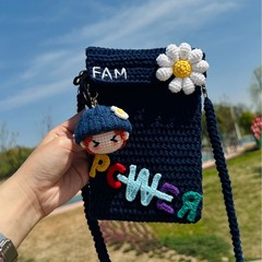 完成したウールかぎ針編み GD リトルデイジー パワーサポート携帯電話バッグ織りパーソナライズされたバッグペンダントアクセサリー人形