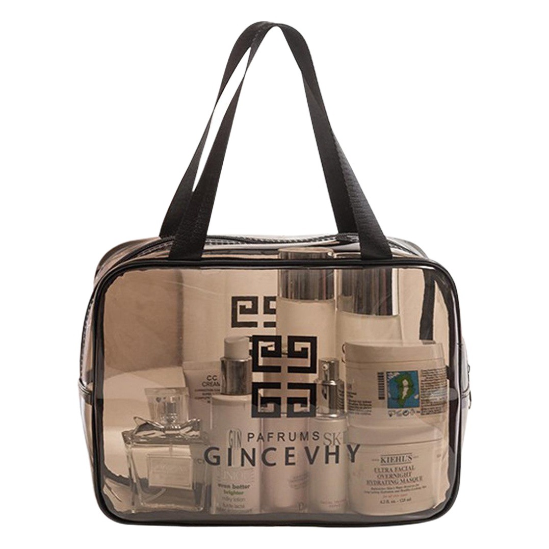 Bolsa de cosméticos transparente de PVC, estilo ins, portátil, impermeable, gruesa, bolsa de aseo, bolsa de almacenamiento de cosméticos