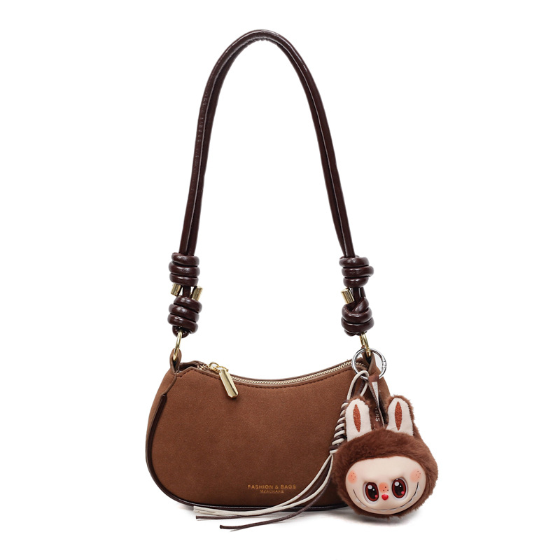 Bolsa de cuero de seda retro, bolsa de media luna, mujer 2025, nuevo estilo de lujo ligero de alto nivel, bolsa de cuero de hombro inclinada.