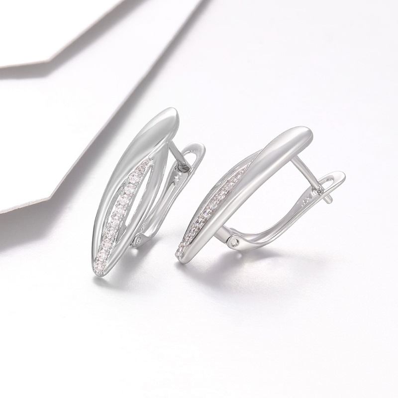 Aretes de Hebilla en D de Aleación con Diseño de Hoja para Mujer image 3