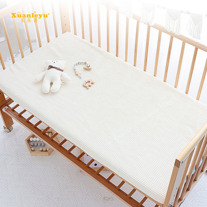 Crib Fitted Bed Sheets Waffle Ins Mattress Cover Baby Kidsren Spliced Bed Fitted Bed Sheets Pure Cotton