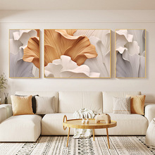 奶油风客厅装饰画2025新款抽象沙发背景墙挂画轻奢高级感三联壁画