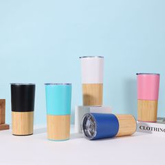 新しいクリエイティブな二重層真空竹シェルカップホームオフィスステンレス鋼魔法瓶カップポータブル直飲みコーヒーカップ