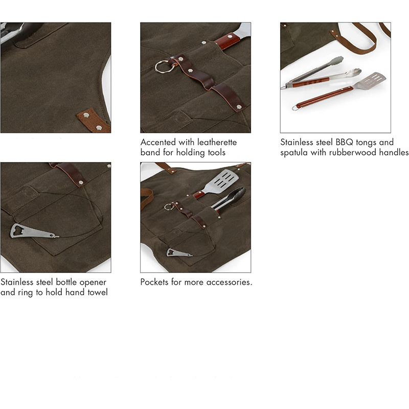Nuevo delantal de lona gruesa transfronterizo, ropa de trabajo floral de barbacoa al aire libre, herramientas de jardín, delantal de almacenamiento, fábrica al por mayor