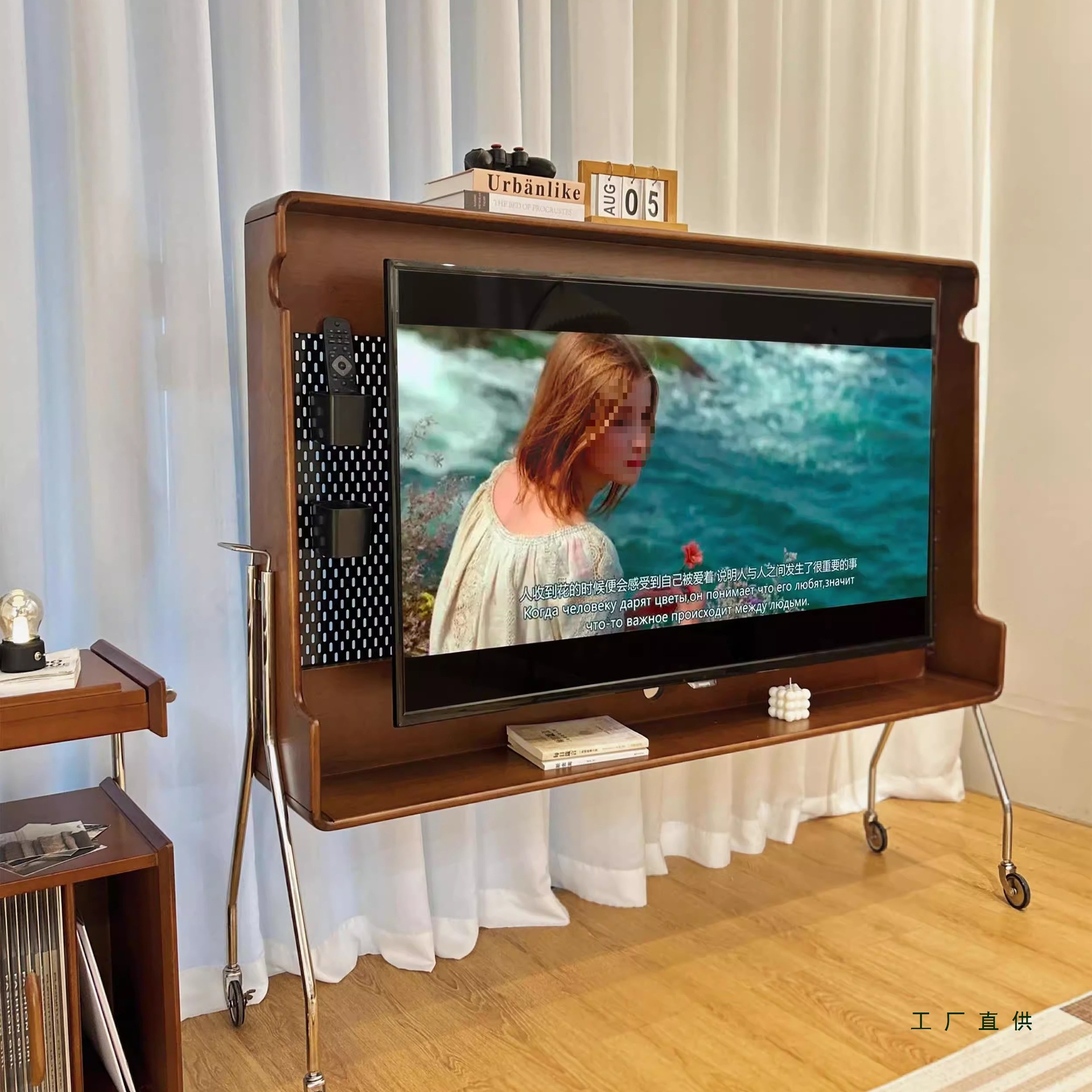 Hotel Guest Room Special B&B Room Mobile Tv Solid Wood Medieval Small Apartment Home Floor-Standing Tv Cabinet