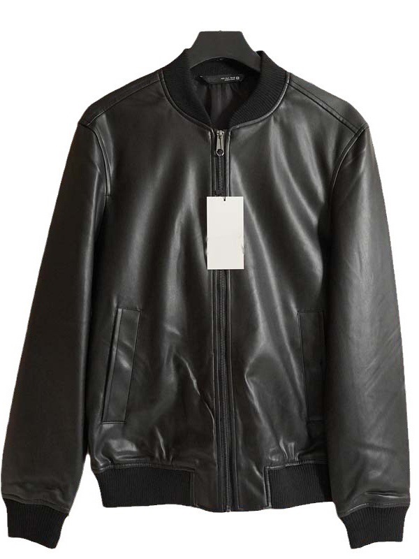 Black polyurethane autumn jacket for leisure