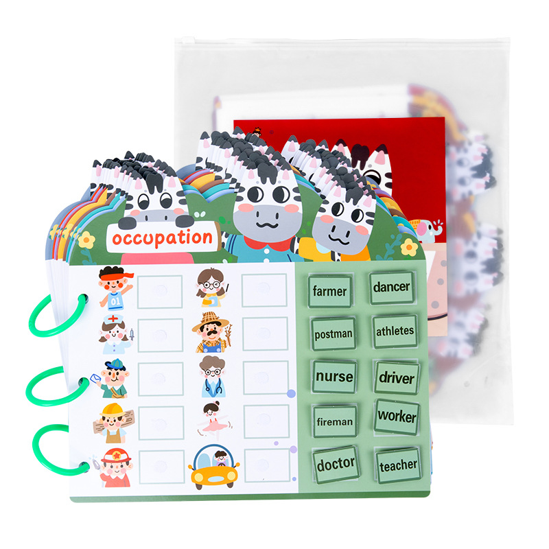 Nuevo libro de pegatinas tranquilas para niños iluminación educación temprana cognición pegada repetidamente libro de rompecabezas de alfabetización juguetes de puzzle para bebés