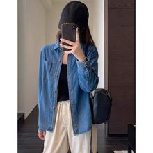 韩系休闲 复古水洗牛仔衬衫慵懒显瘦外套女上衣春夏新S0214C