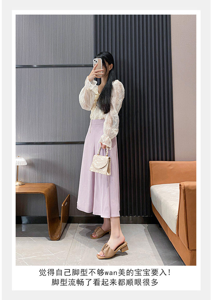 Dép sandal nữ quai ngang mũi vuông gót vuông đế cao 3–5 cm — Màu mơ, Màu nâu chi tiết 29