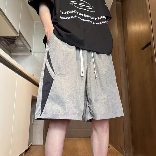 American fashion brand quick-drying shorts for men's summer ice silk breathable thin loose sports running casual quarter pants