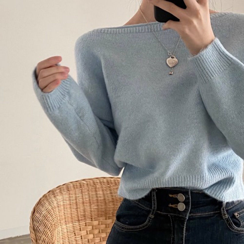 Otoño y invierno nuevos suéteres de mujeres sueltos hookah corto un cuello de punto versátil camiseta de fondo perezosa camiseta de viento para mujeres image 5