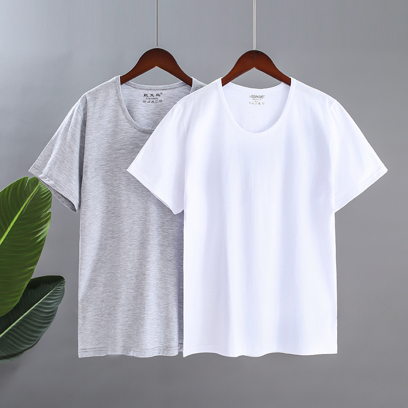 Middle-aged and old men's old man pure cotton vest T-shirt round neck T-shirt summer old-fashioned breathable sweat-absorbent pure white combed cotton Middle-aged and old men's old man pure cotton vest T-shirt round neck T-shirt summer old-fashioned breathable sweat-absorbent pure white combed cotton