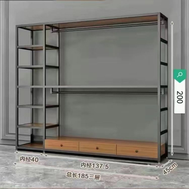 衣帽架钢结构衣柜家用卧室加厚双层加粗衣帽架两层金属简约现代|undefined