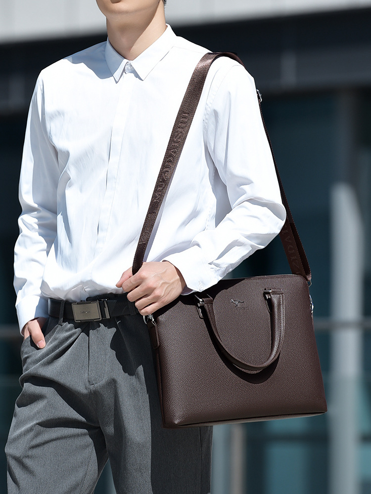 Bolso de hombre de nuevo estilo estilo horizontal de negocios casual de múltiples capas de un solo hombro maletín de archivo de conferencia de gran capacidad bolsa de computadora image 4