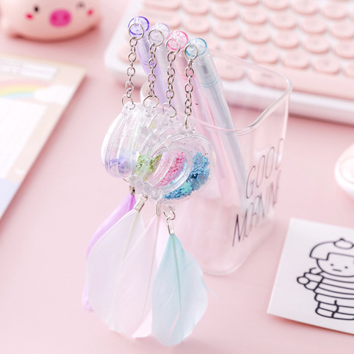 Korean version of cute pendant gel pen wholesale sequin moon pendant pen creative cartoon primary school student black water-based pen
