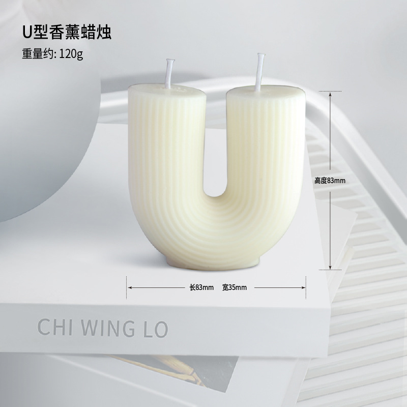 40 velas de aromaterapia de arte de estilo nórdico, modelos calientes, líneas hechas a mano, velas creativas geométricas blancas