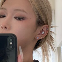 医用钛钢锆石耳钉养耳洞螺纹拧扣耳环爆闪耳骨钉防发炎睡觉免摘女