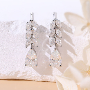1 karat 5*8 water drop moissanite earrings 925 sterling silver plated 18K gold Moisan earrings fashion high cross-border earrings