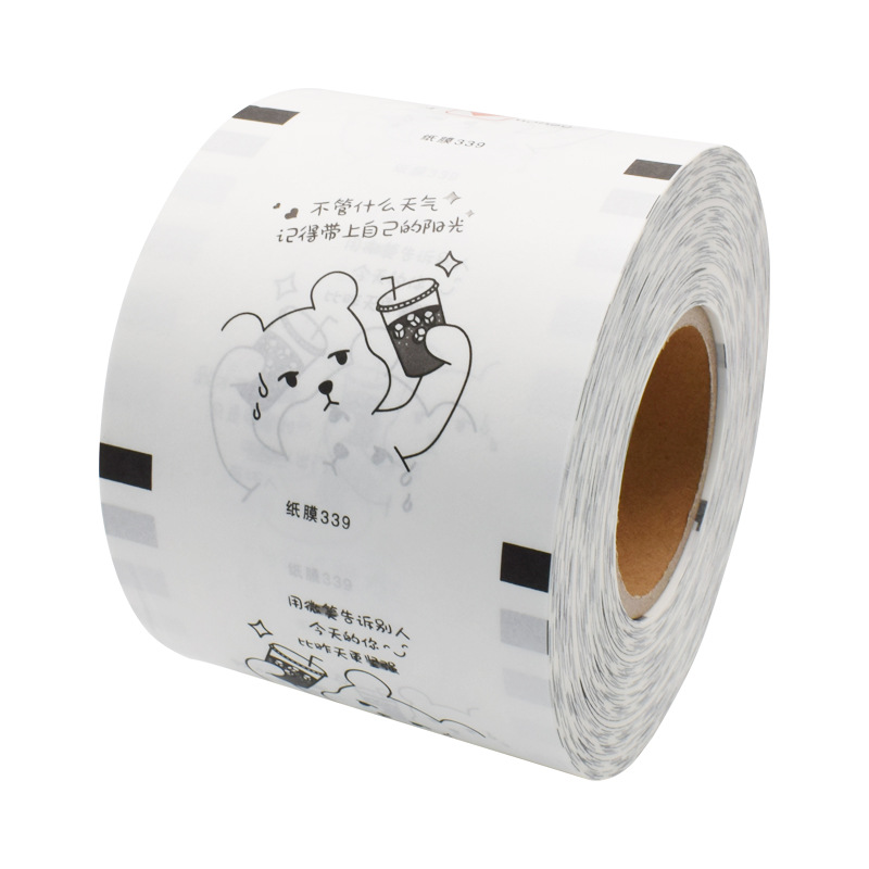 Té de leche desechable taza de plástico película de sellado de doble propósito leche de soja jugo bebida película de sellado película de papel comercial plástico de papel universal