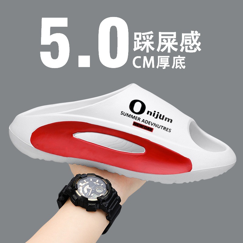 拖鞋情侣夏季外穿厚底增高防滑一字拖踩屎感户外运动沙滩时尚凉拖