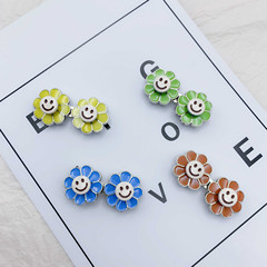 Kids waist adjustment buckle flat smile sunflower snap-on jeans waist size reduction removable nail-free fastening buckle