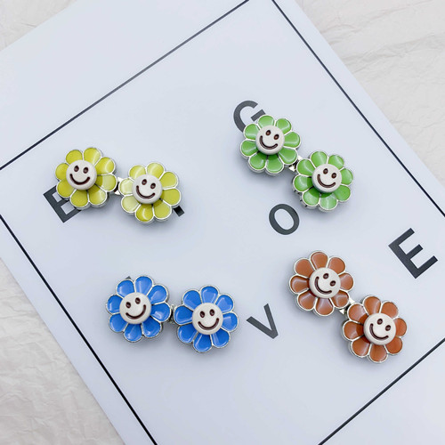 Kids waist adjustment buckle flat smile sunflower snap-on jeans waist size reduction removable nail-free fastening buckle