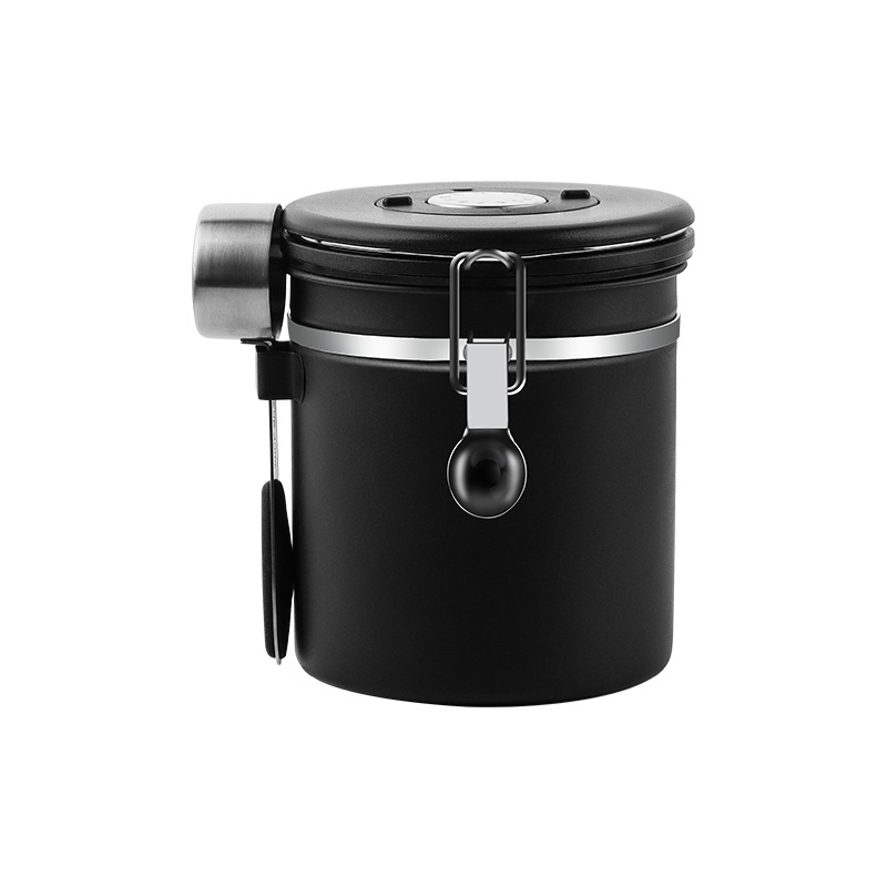 ステンレス鋼製スプーン付き排気フロスト型密封缶キッチン貯蔵缶新鮮缶コーヒー豆密封缶