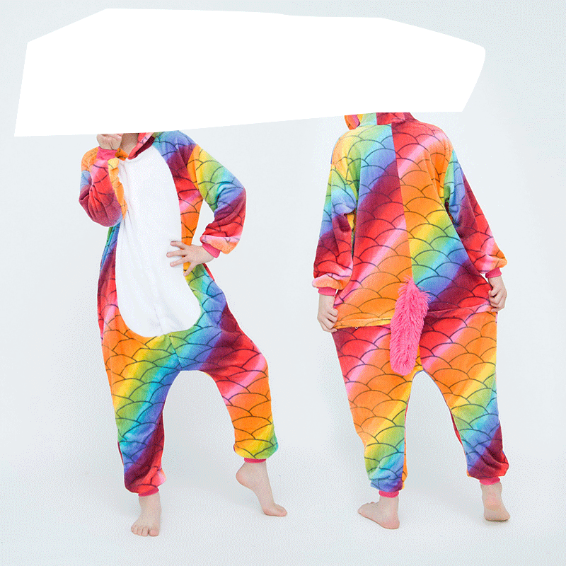 FUENTE Fábrica al por mayor pareja niños de dibujos animados animal de una sola pieza pijamas de franela Otoño e Invierno engrosada dinosaurio cálido