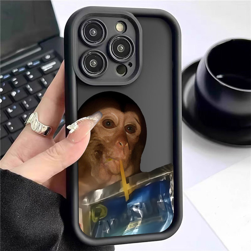 Monkey Drinking Beverage Ladder Black New Groove Suitable for Iphone14/15/16/17Promax Mobile Phone Case Monkey Drinking Beverage Ladder Black New Groove Suitable for Iphone14/15/16/17Promax Mobile Phone Case