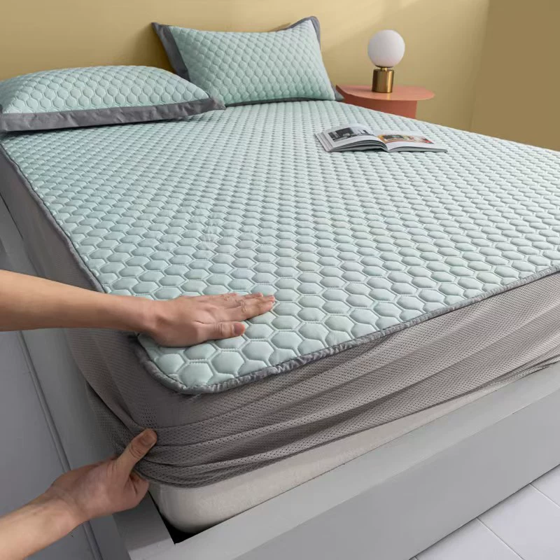 Класс А нейлон прохладная пряжа из ледяного шелка латексная коврика тройная кровать юбка летняя нескользящая матрац защитная крышка