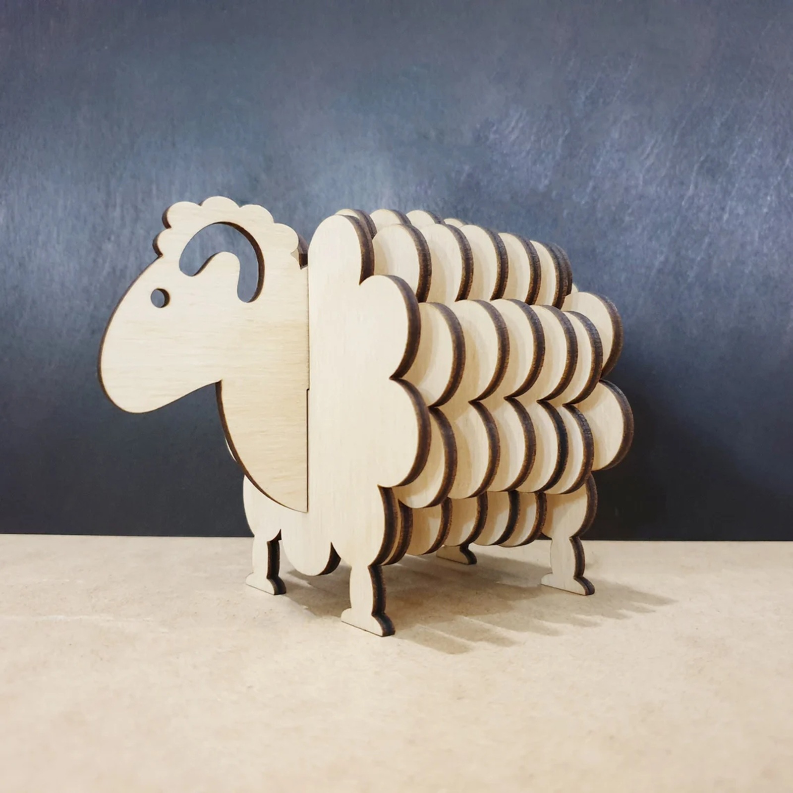 182g Weight Ornaments, coaster Home Textiles & Decor Type 1 Piece Quantity Daily Occasion Wood Material Sheep Pattern Cute Style Cute Sheep Wood Ornaments Coaster Artificial Decorations 16