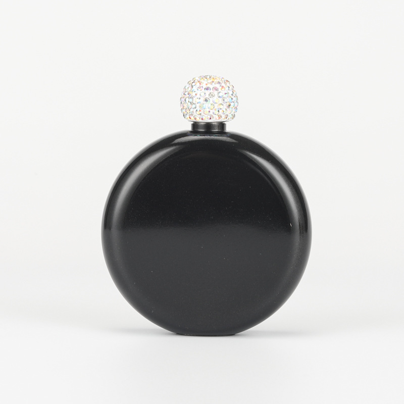 Regalo de gama alta Amazon transfronteriza 304 olla de vino de acero inoxidable pintura brillante cubierta de diamante 5oz ronda portátil Dama
