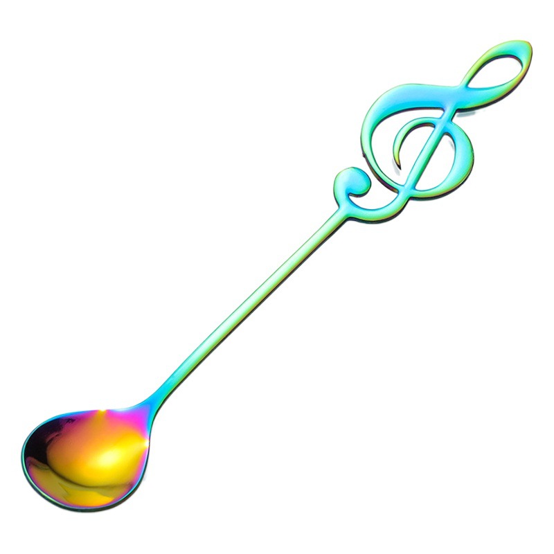 304 cuchara de música de acero inoxidable creativo nota musical forma café postre cuchara de oro regalo transfronterizo en stock al por mayor