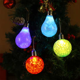 彩色圣诞球LED发光灯泡圣诞挂件pet户外露营氛围灯圣诞树挂件批发