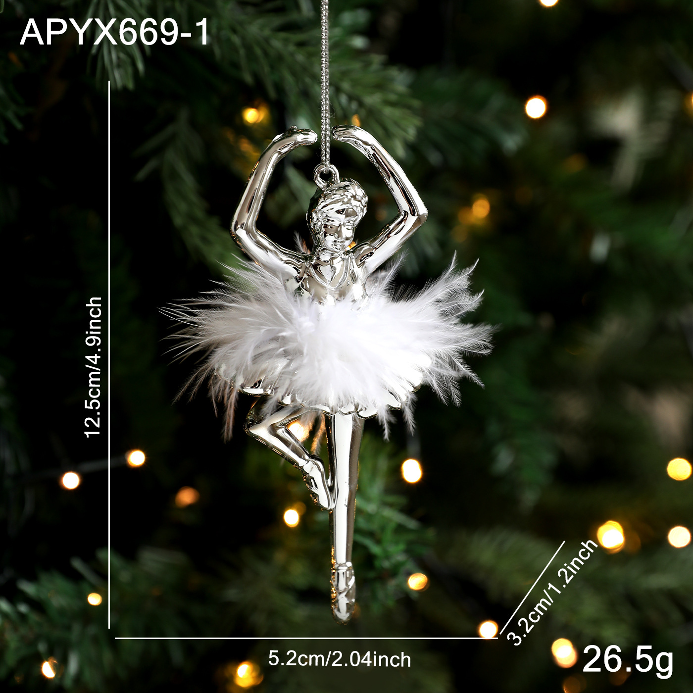 Transfronterizo brillante pluma ballet chica colgante galvanizado plástico árbol de Navidad colgante decoración de la atmósfera de vacaciones