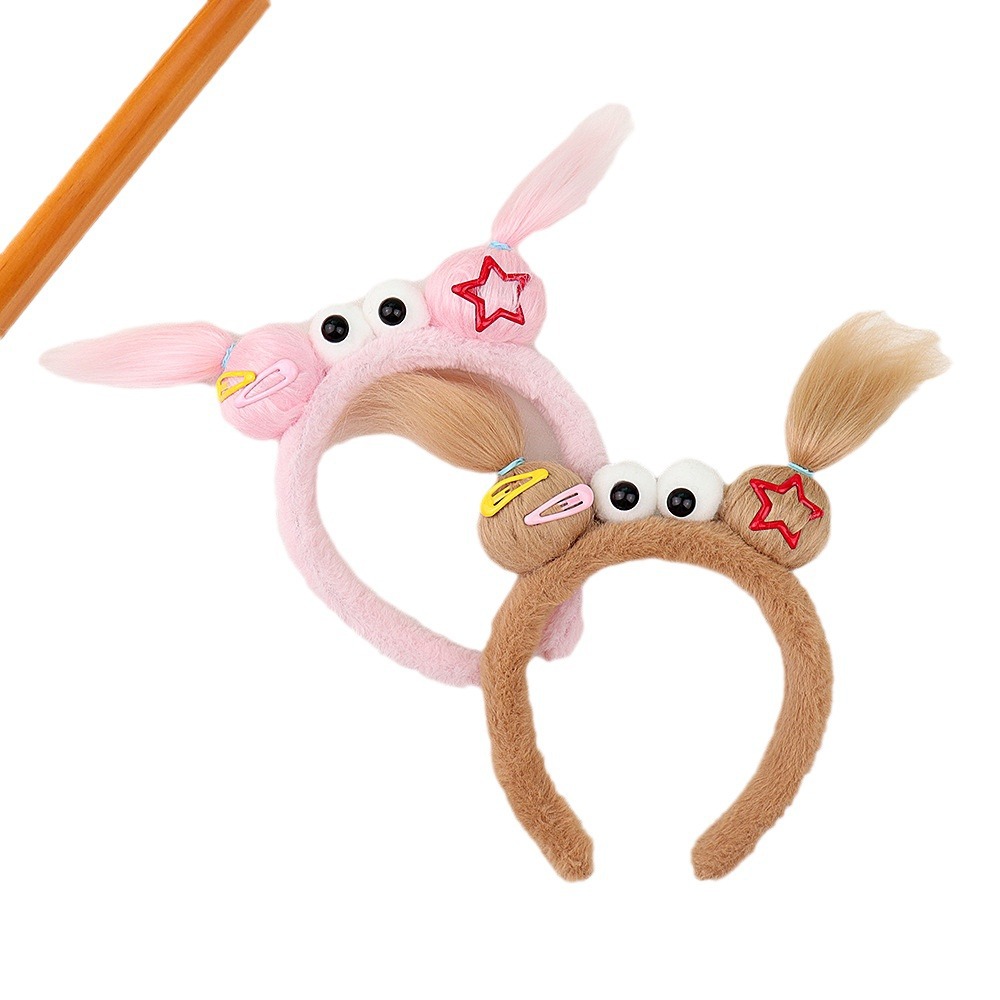 Diadema peludo muñeca fea talla de arena pequeño monstruo cara lavado horquilla Pelo Largo feo lindo antideslizante lindo felpa