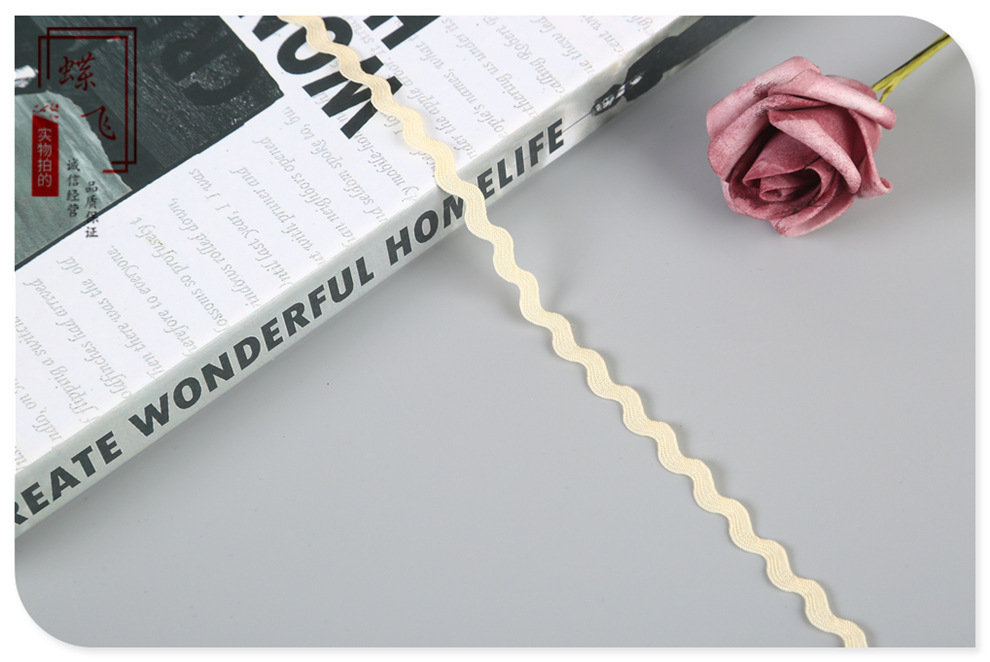 En stock suministro 5mm polipropileno marinero cinturón hecho a mano encaje accesorios onda encaje cinturón montaña carretera cinturón 0. 5cms con seda