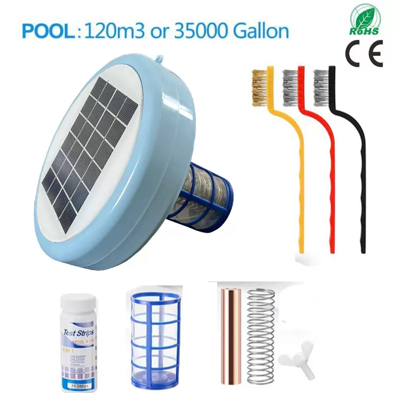 泳池太阳能铜离子消毒器抑藻除藻水净化装置Solar pool lonizer