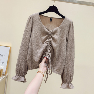 Large Size French Niche Top Slightly Fat mm2022 Spring and Summer Age-reducing Foreign Style Pullover Short Shirt Women's Fashionable 2530