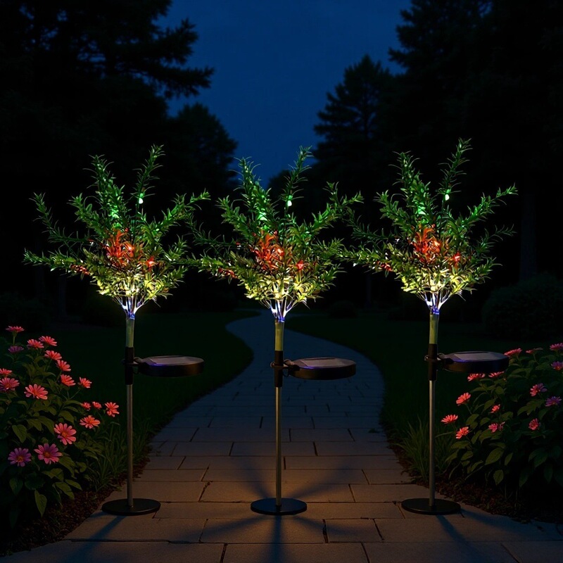 Outdoor Solar Garden Light Four-Color Led Persian Grass Light Christmas Pine Tree Solar Light Ground Lawn Light