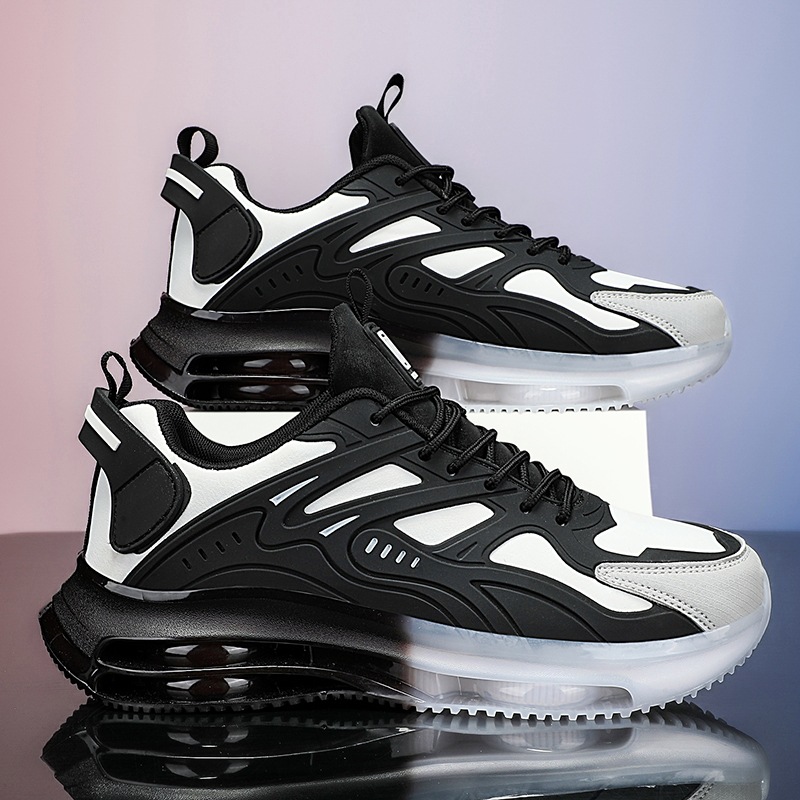 Zapatos de hombre Putian, deportes de primavera, ocio, correr, amortiguación, colchón de aire, aumento, zapatos de moda de papá samurai negro de todo fósforo juvenil