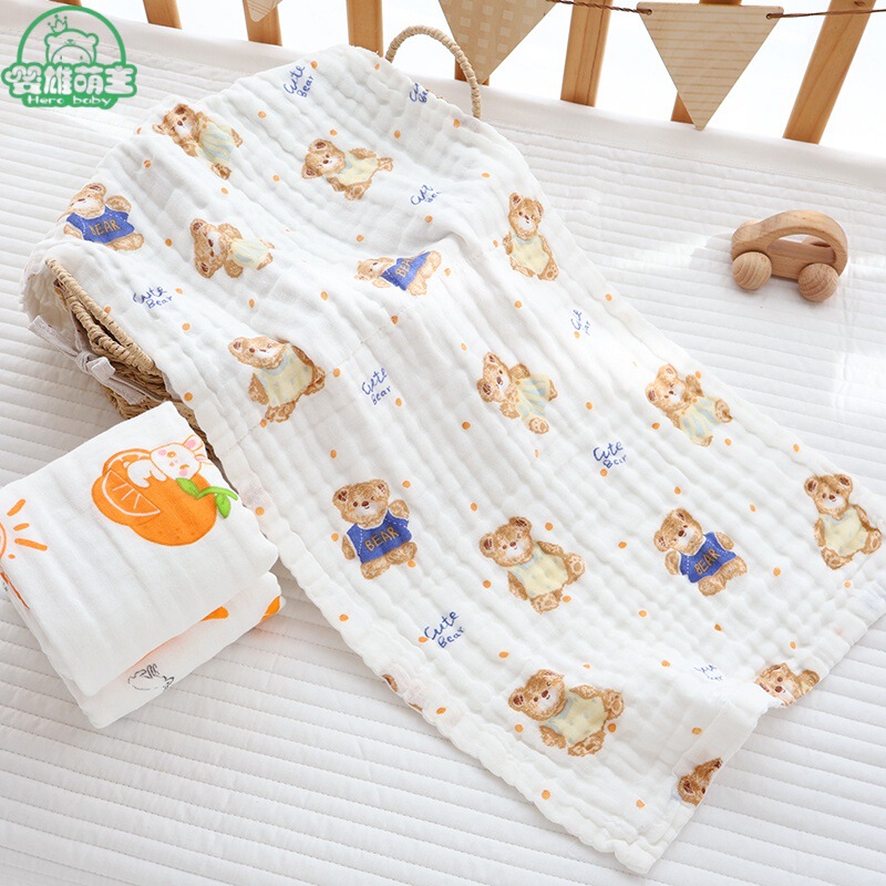 Baby Bath Towel Pure Cotton Gauze Towel 35*75cm Class a Towel Newborn Summer Blanket Six-Layer Seersucker Baby Bath Towel Pure Cotton Gauze Towel 35*75cm Class a Towel Newborn Summer Blanket Six-Layer Seersucker