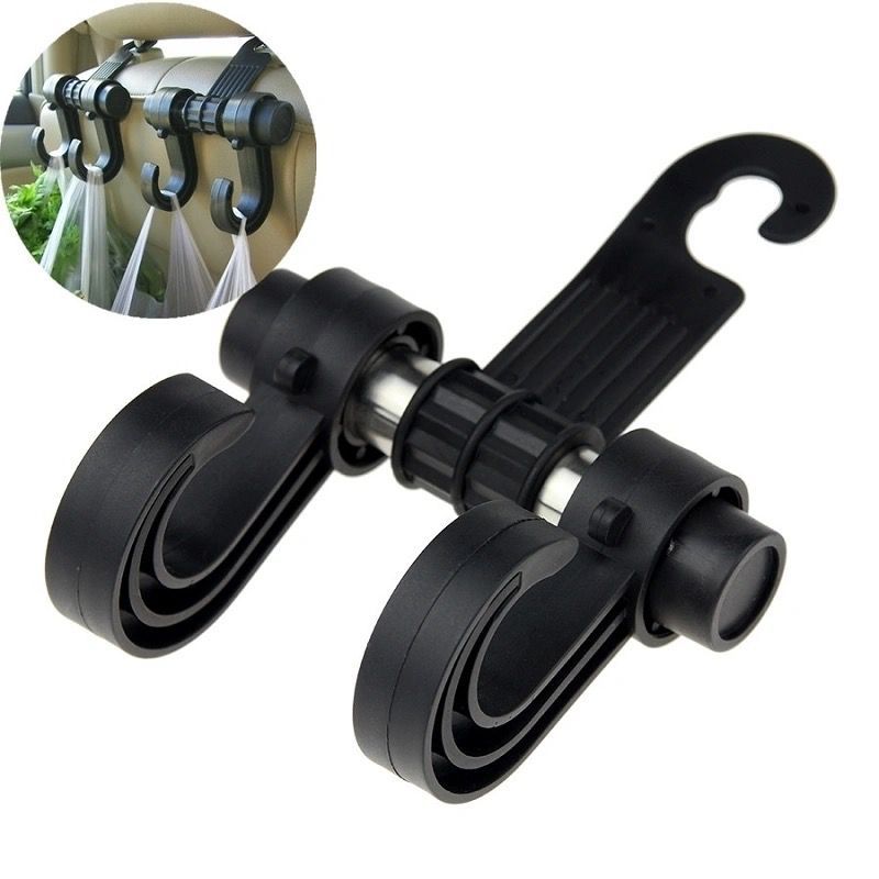 Gancho de coche de doble cabeza multiusos silla de coche de nuevo Gancho de coche gancho de coche suministros negro con embalaje
