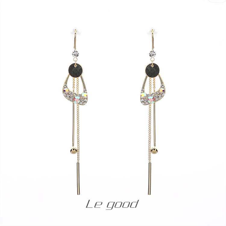 Copper fashionable long geometric earrings