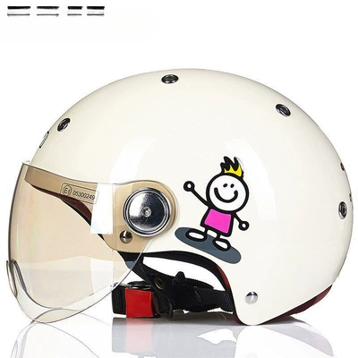 BEON Motorcycle Helmet for Men and Women, Universal for All Seasons, Half Helmet for Electric Vehicles and Motorcycles, 3C Certified, National Standard, Summer (Motosiklet dəbilqələri) - s-bright-milky-white-cartoon-b103